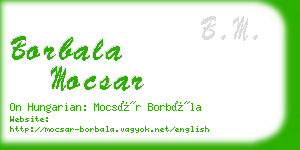 borbala mocsar business card